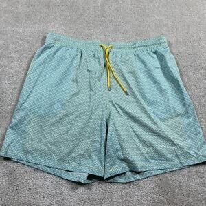 Capelle Swim Shorts Mens 3XL Blue Green Pattern Drawstring Trunks Board Short